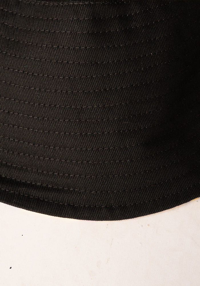 Black Sunflower Print Bucket Hat