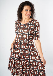 Sunniva Retro Floral Print Tiered Hem Dress