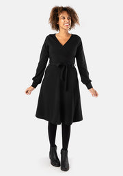 Sydney Black Wrap Neck Dress