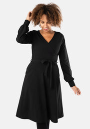 Sydney Black Wrap Neck Dress