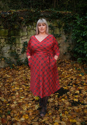 McDee Red Tartan Midi Dress
