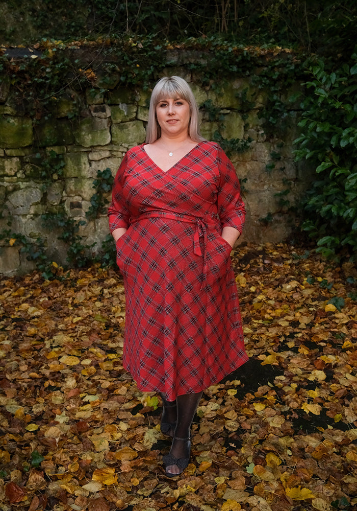 McDee Red Tartan Midi Dress
