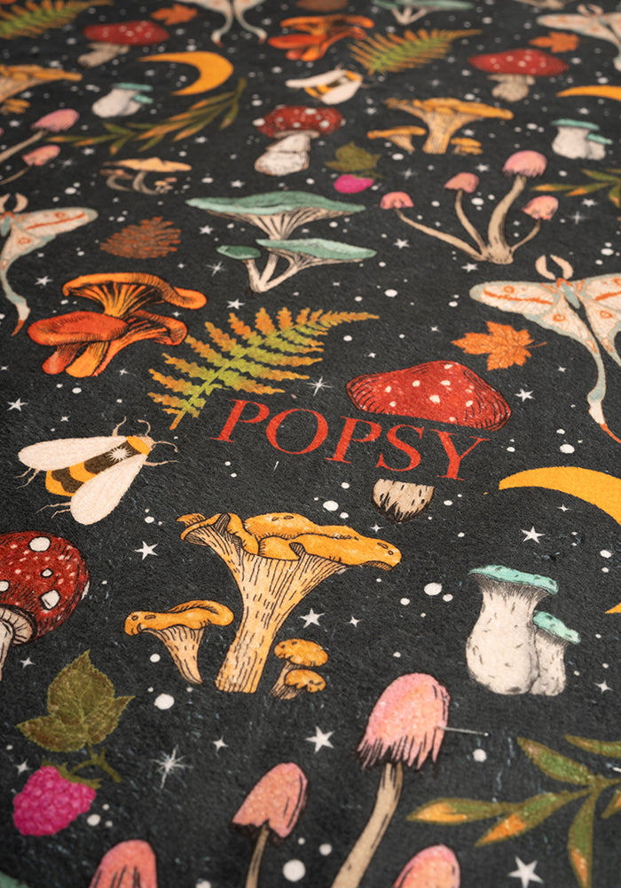 Second angle of Woodland Mushroom Print Jumbo Bath Sheet