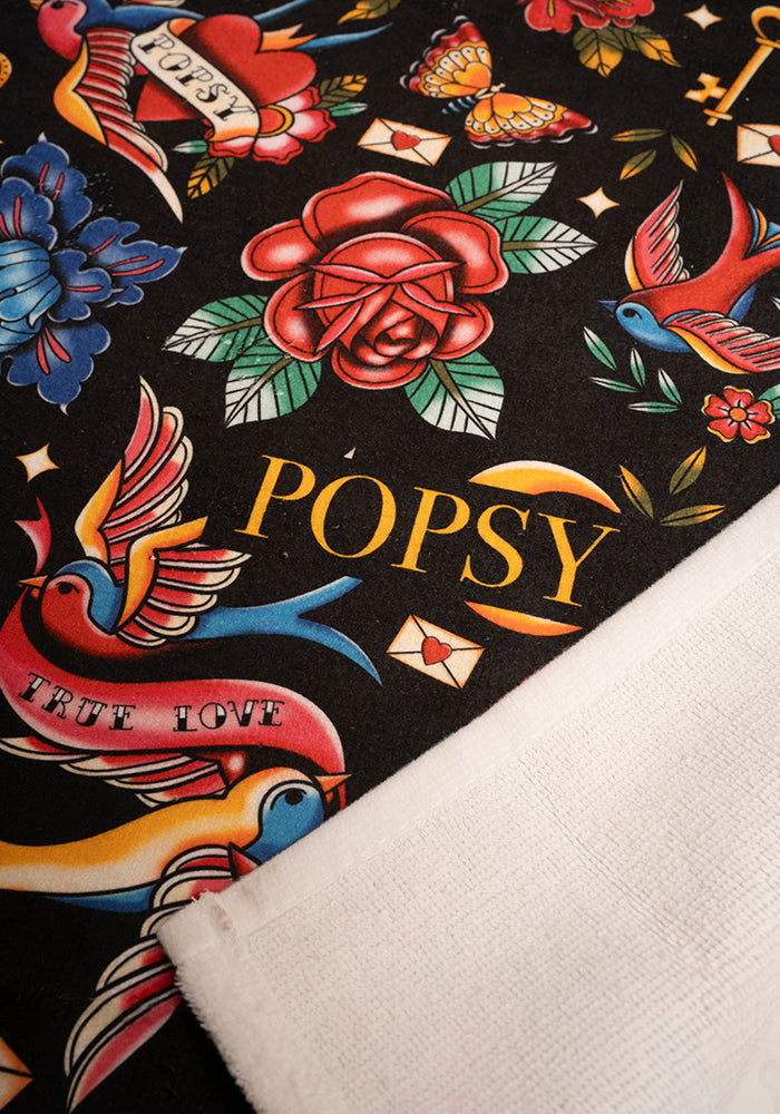 Second angle of Tattoo Print Large Towel