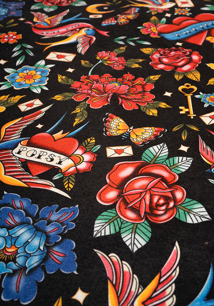 Third angle of Tattoo Print Hand Towel