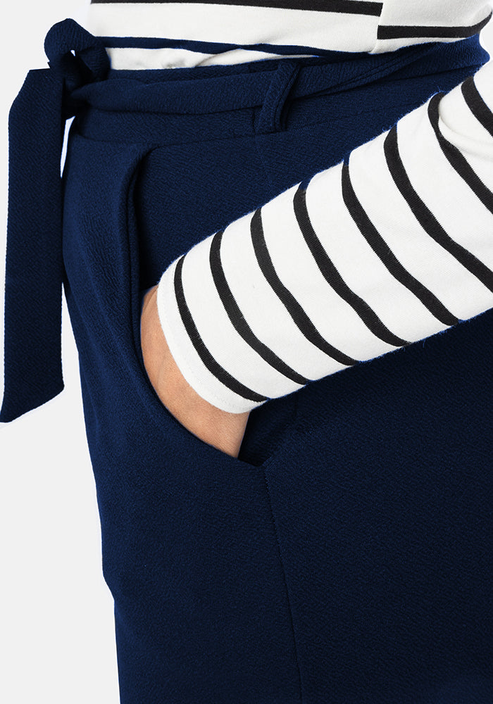 Third angle of Trisha Navy Popsy Trousers