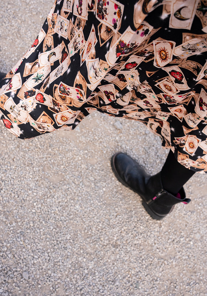 Taara Falling Tarot Card Print Midi Dress