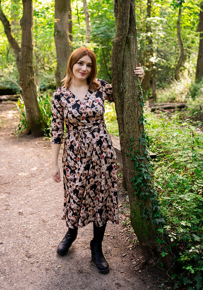 Taara Falling Tarot Card Print Midi Dress