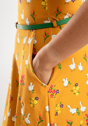 Talia Gaggle Of Geese Print Cotton Dress