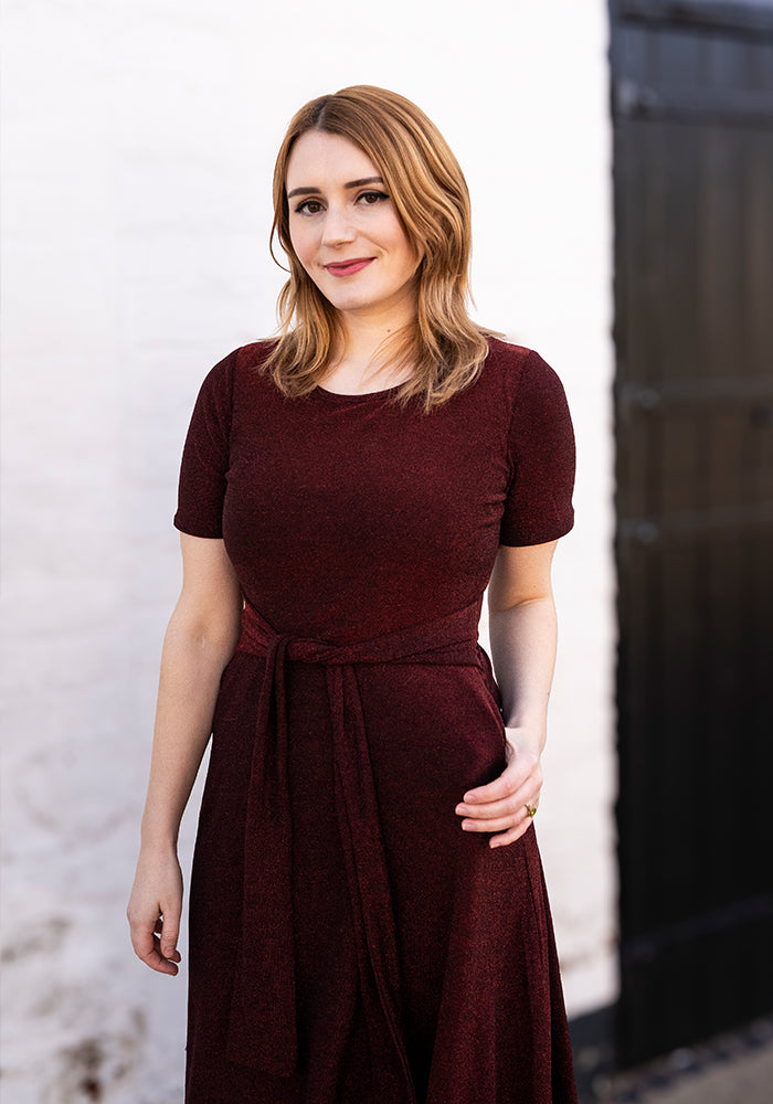 Fourth angle of Talita Sparkle Tie Front Midi Dress