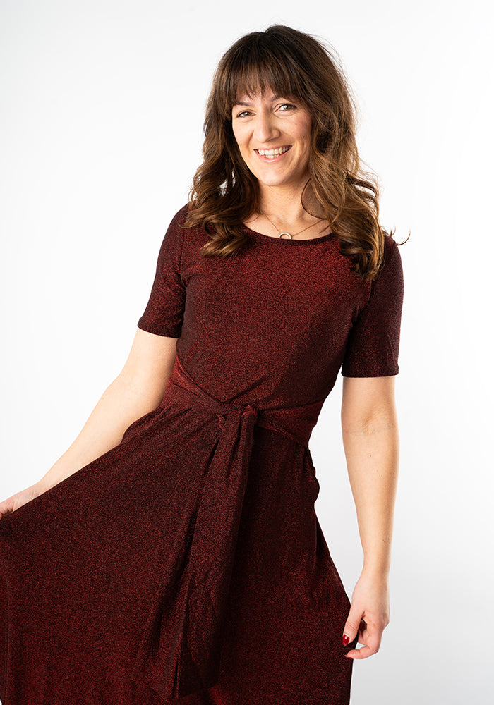 Eighth angle of Talita Sparkle Tie Front Midi Dress