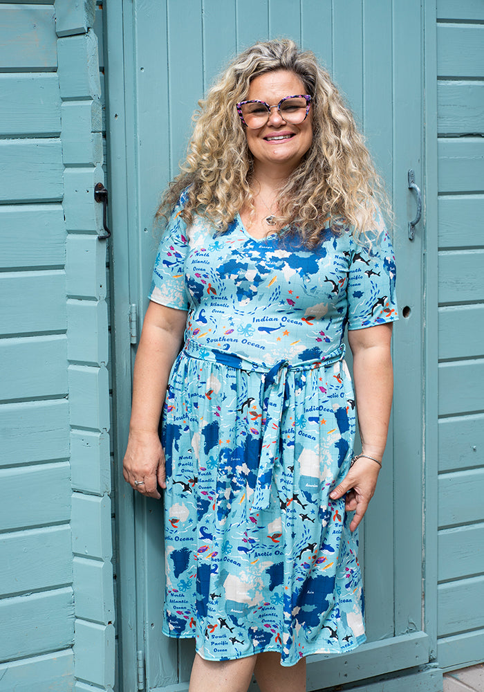 Fifth angle of Tallis World Map Print Dress