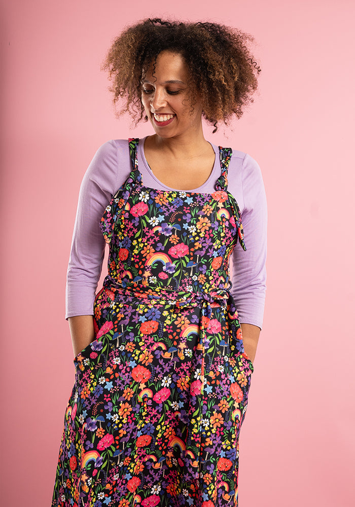 Twelfth angle of Tamar Rainbow Garden Print Pinafore