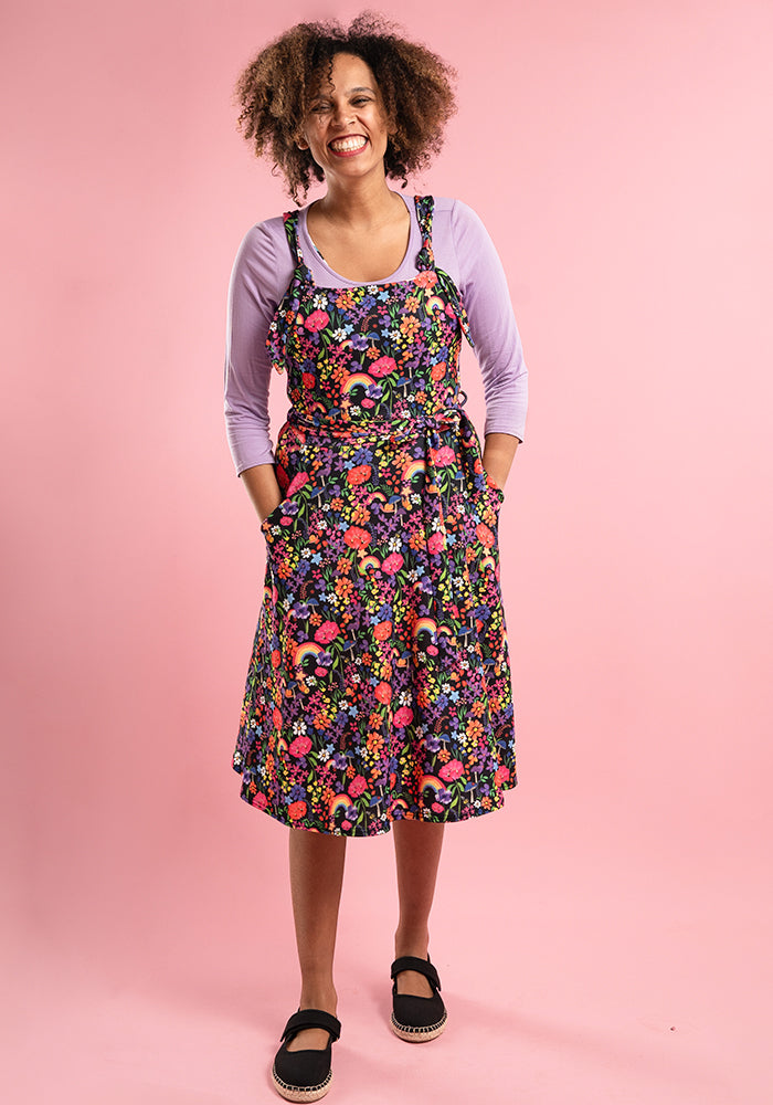Sixth angle of Tamar Rainbow Garden Print Pinafore