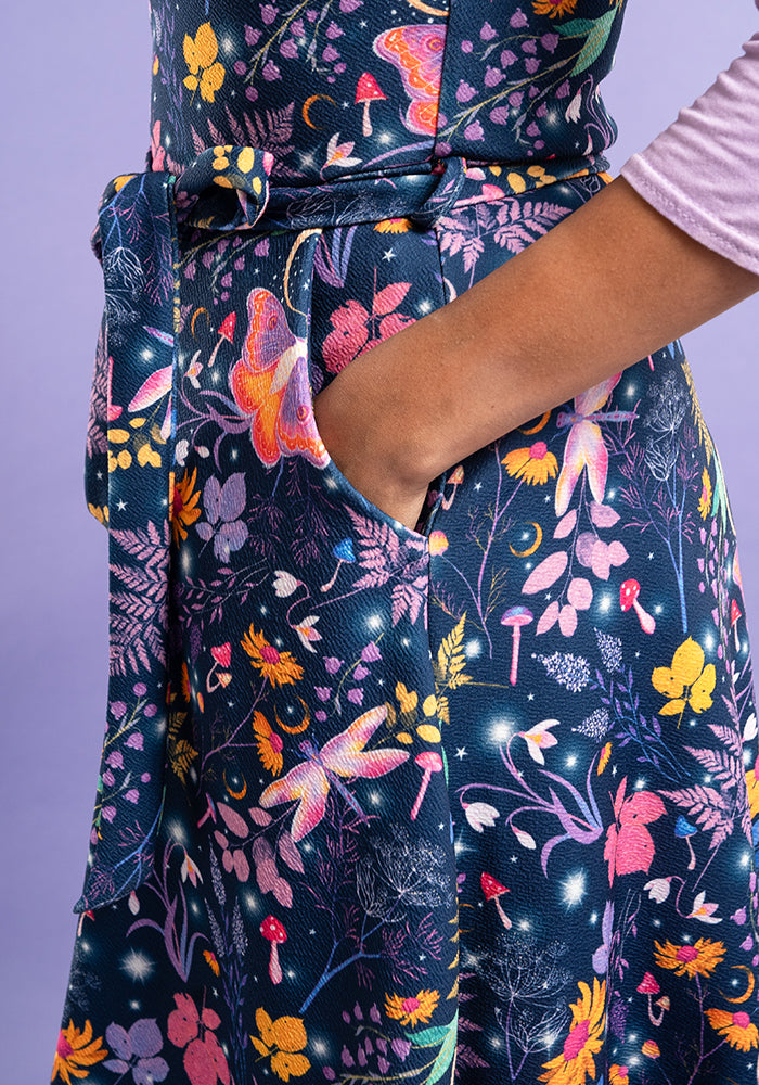 Tamar Navy Magical Moth Print Pinafore