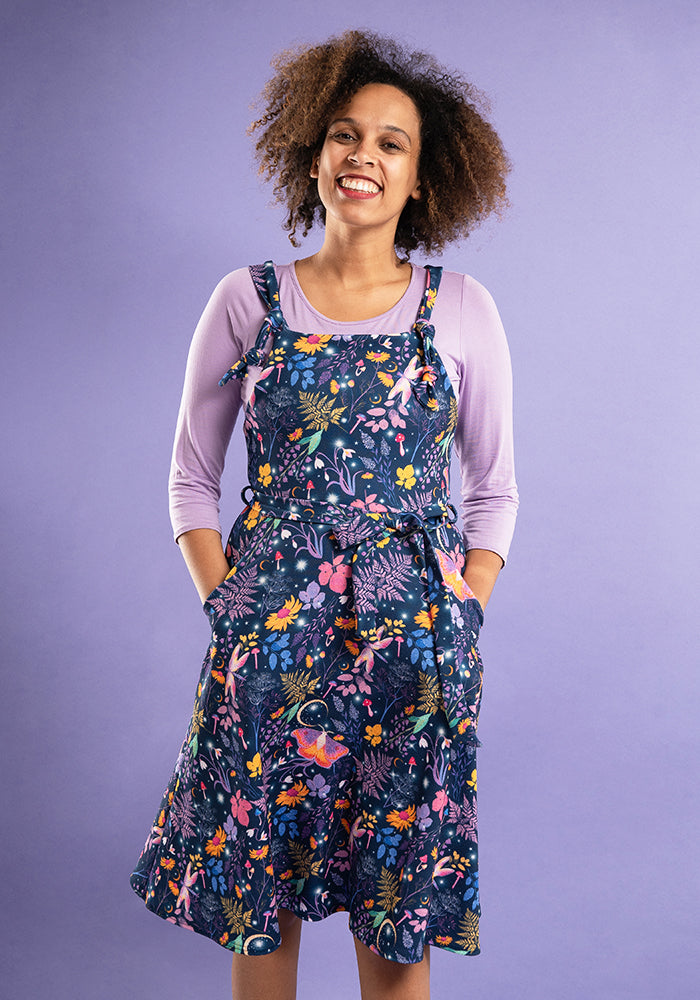 Tamar Navy Magical Moth Print Pinafore