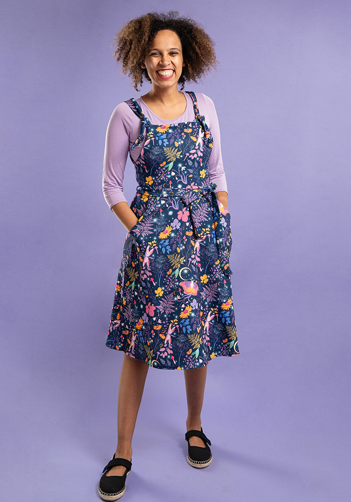 Tamar Navy Magical Moth Print Pinafore