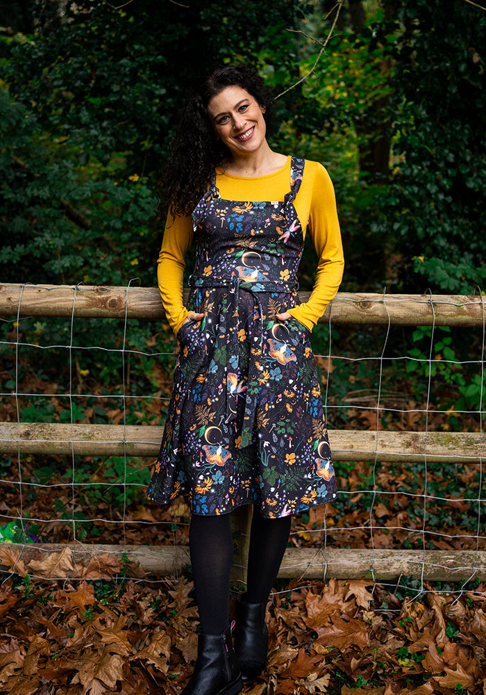Tamar Black Magical Moth Print Pinafore