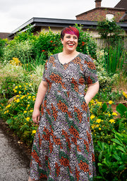 Tammy Ditsy Patchwork Print Tiered Hem Midaxi Dress
