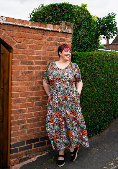 Tammy Ditsy Patchwork Print Tiered Hem Midaxi Dress