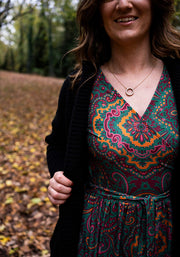 Tamren Paisley Tile Print Tiered Hem Midaxi Dress