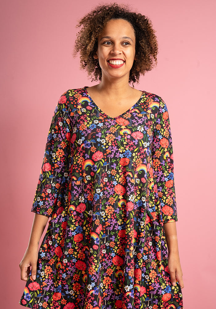 Tamsin Garden Rainbows Print A-Line Tunic