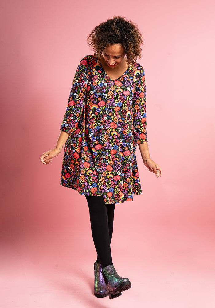 Tamsin Garden Rainbows Print A-Line Tunic