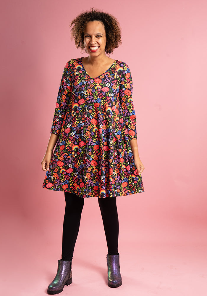 Tamsin Garden Rainbows Print A-Line Tunic