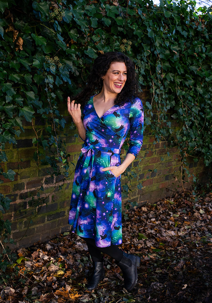 Tanis Cosmic Cats Print Dress
