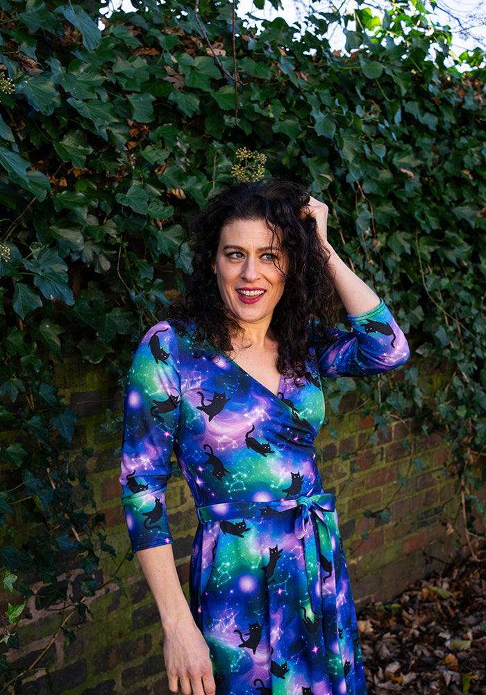 Tanis Cosmic Cats Print Dress