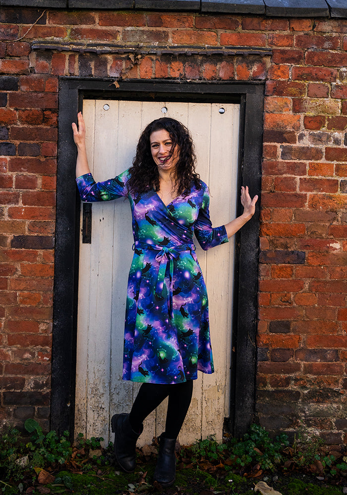 Tanis Cosmic Cats Print Dress