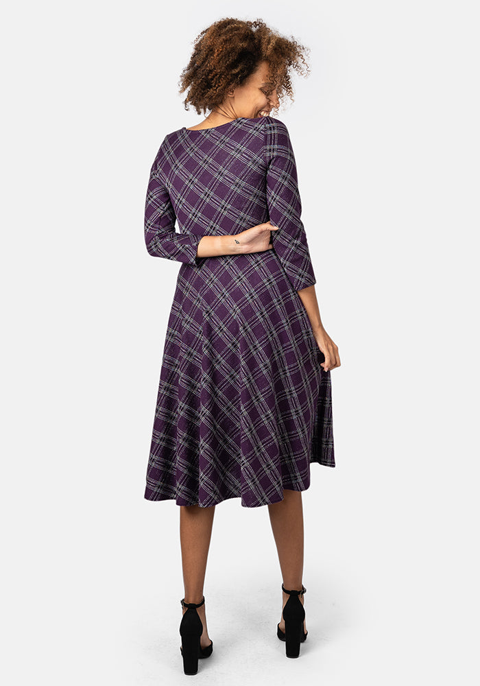 Tara Purple Tartan Swing Dress