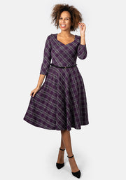 Tara Purple Tartan Swing Dress