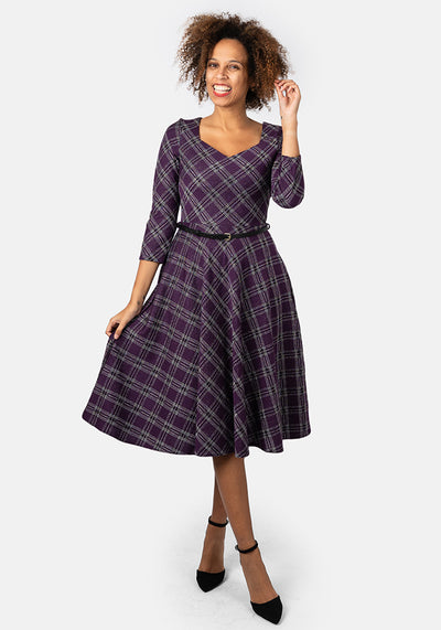 Tara Purple Tartan Swing Dress