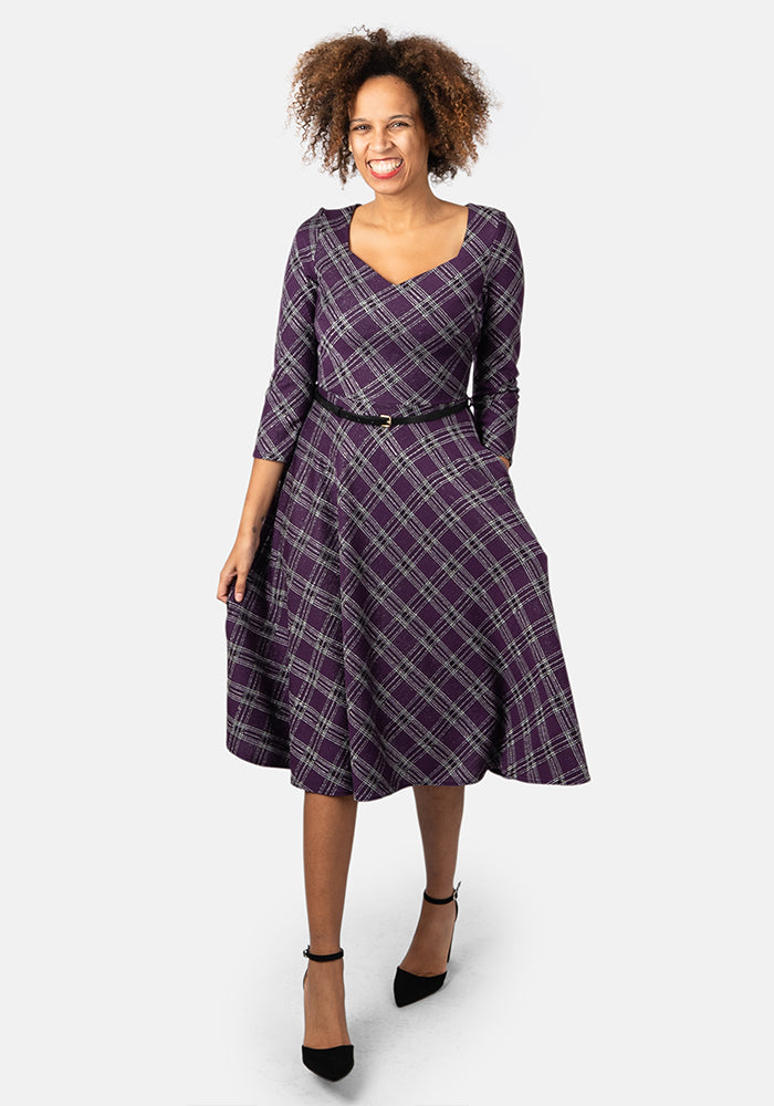 Tara Purple Tartan Swing Dress