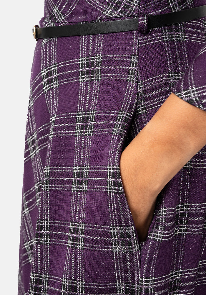 Tara Purple Tartan Swing Dress
