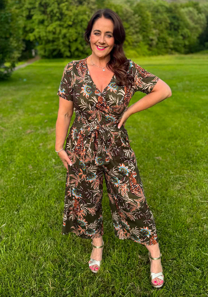 Tashia Jungle Tiger Print Culotte Jumpsuit
