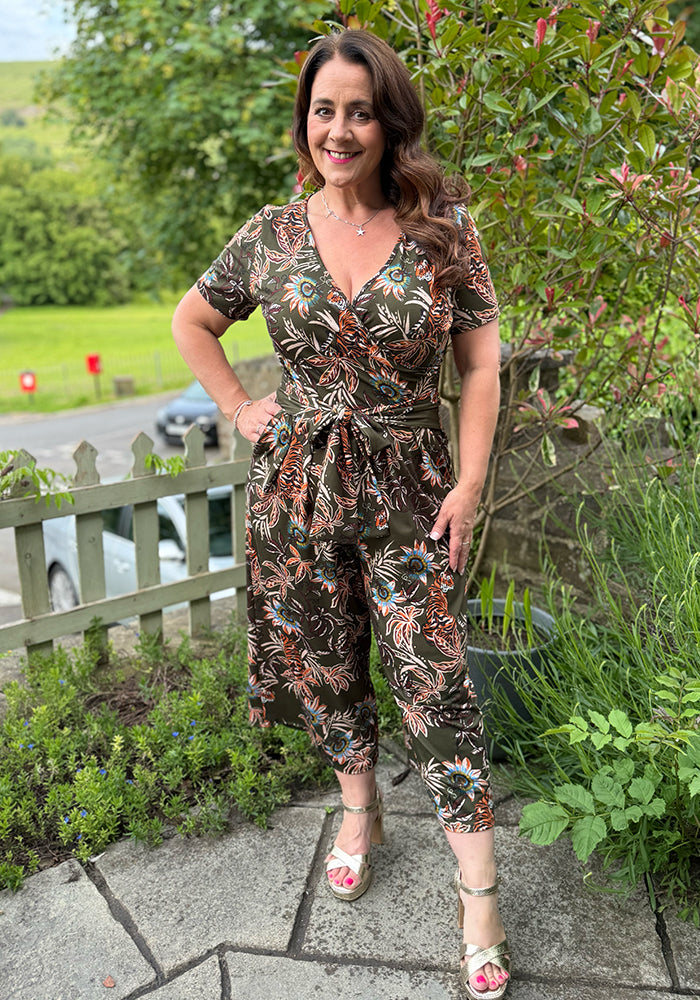 Tashia Jungle Tiger Print Culotte Jumpsuit
