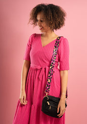 Tate Cerise Tiered Hem Midi Dress