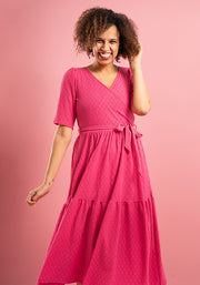 Tate Cerise Tiered Hem Midi Dress