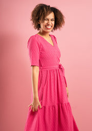 Tate Cerise Tiered Hem Midi Dress