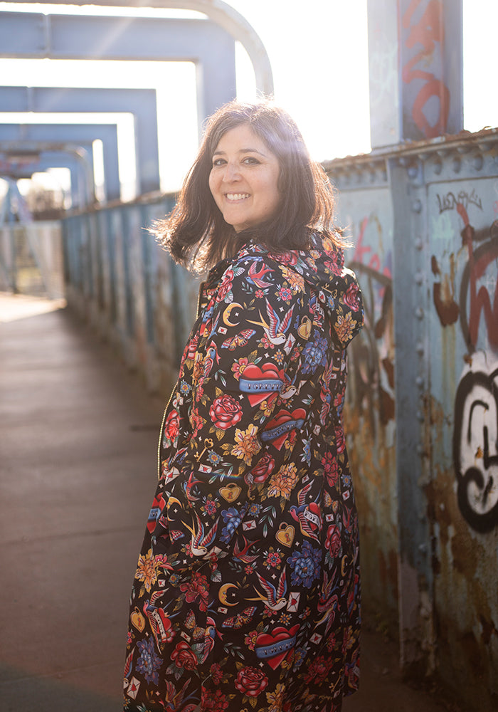 Eighth angle of Tattoo Print Popsy Coat