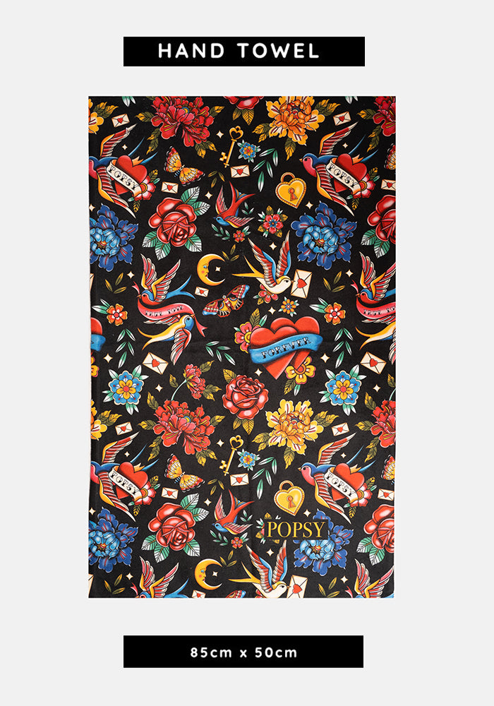 Front view of Tattoo Print Hand Towel