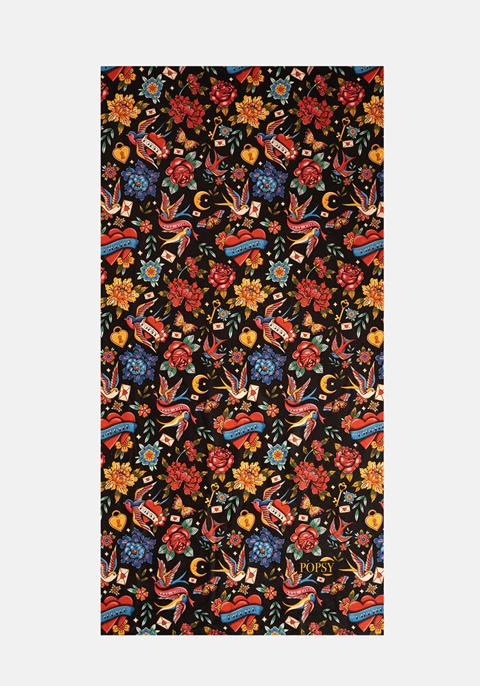 Front view of Tattoo Print Large Towel