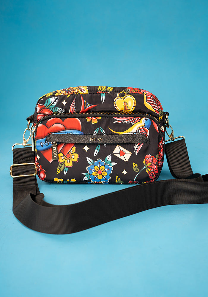 Fourth angle of Tattoo Print Cross Body Bag