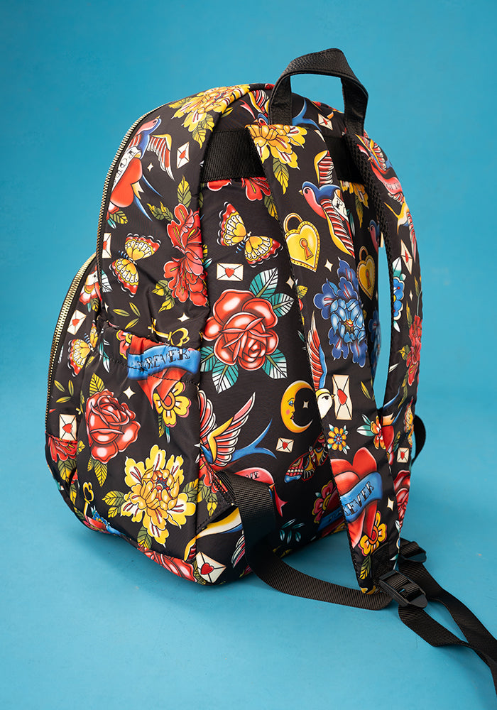 Sixth angle of Tattoo Print Popsy Rucksack