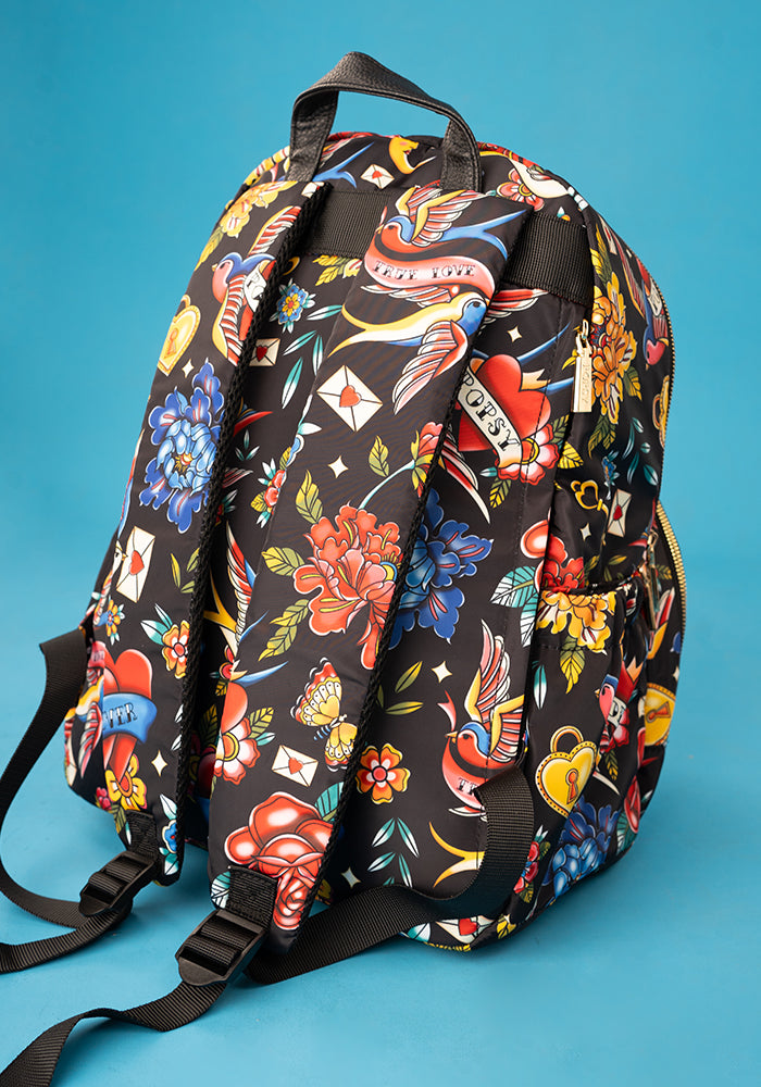Fourth angle of Tattoo Print Popsy Rucksack