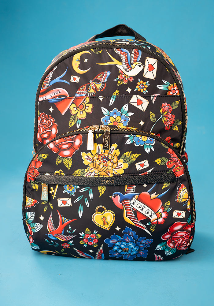 Front view of Tattoo Print Popsy Rucksack