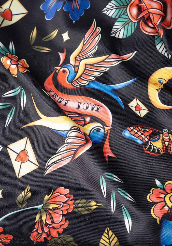 Second angle of Tattoo Print Side Ruched Swimsuit