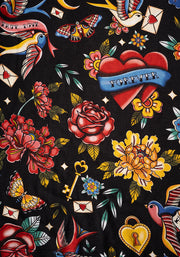 Taylen Tattoo Print Viscose Harem Pants